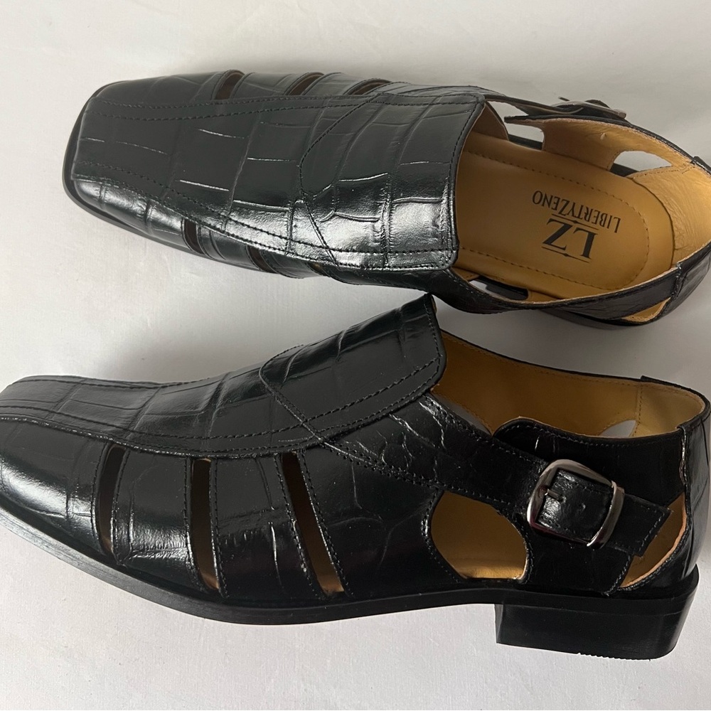 Liberty Zeno Men’s Black Dressy Loafers with Glossy Leather Finish, Size 13, New